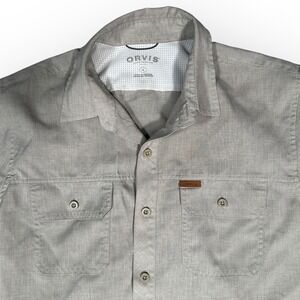 Orvis Mens Short‎ Sleeve Button Down Shirt Casual Work Fishing Camp Hike Medum